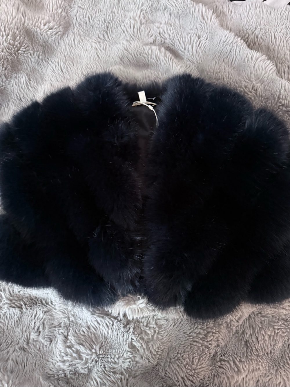 Adrienne Landau Black Faux Fur Collar Stole